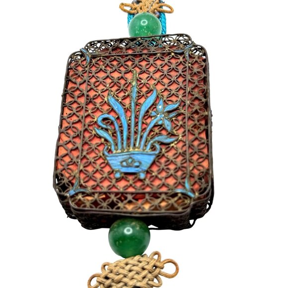 Norigae Style Joseon Incense Box Ornament Silk Kingfisher Chinese? Art - Picture 2 of 12